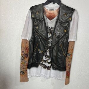190 FauxReal Photorealistic Apparel Funny Biker Costume Shirt. SzM